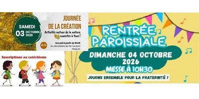 3 et 4 octobre 2026 - week end de rentrée de la paroisse St Jean-Baptiste en niortais